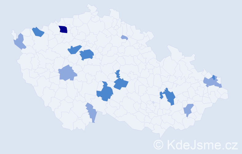 Příjmení: 'Brečka', počet výskytů 28 v celé ČR