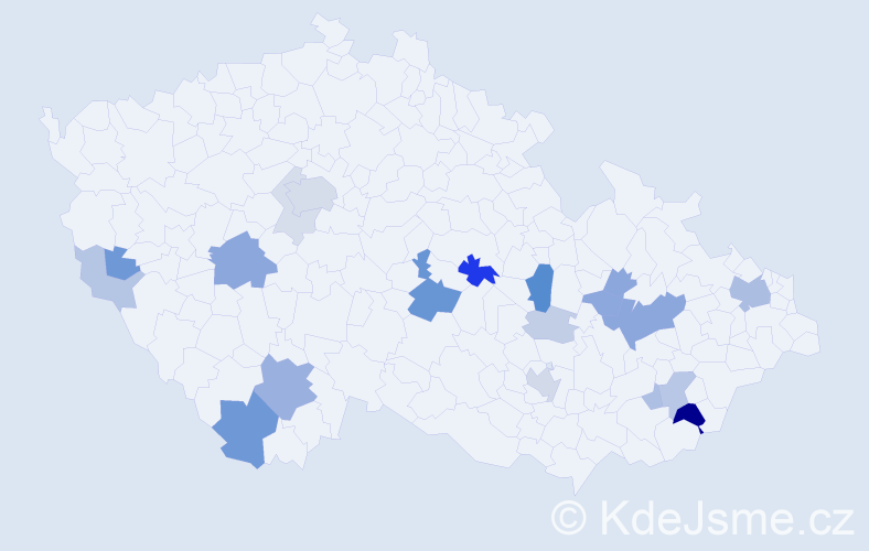 Příjmení: 'Velflová', počet výskytů 55 v celé ČR