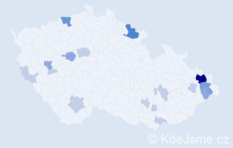 Příjmení: 'Kopera', počet výskytů 38 v celé ČR
