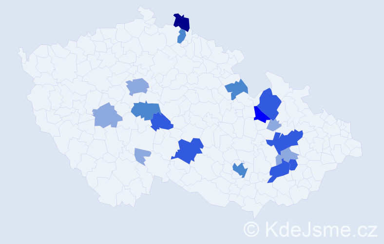Příjmení: 'Velcl', počet výskytů 40 v celé ČR