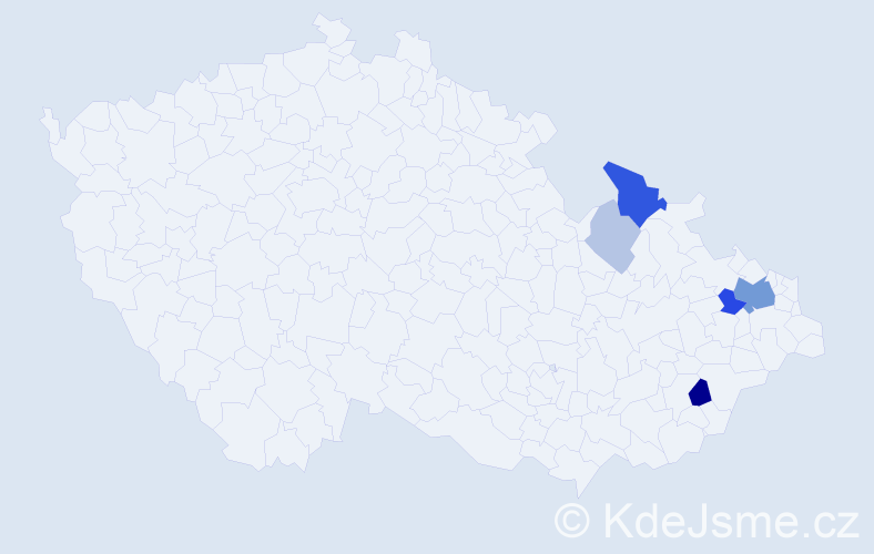 Příjmení: 'Kotara', počet výskytů 16 v celé ČR