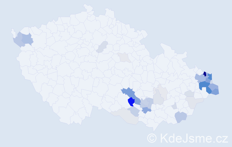 Příjmení: 'Bartečková', počet výskytů 139 v celé ČR