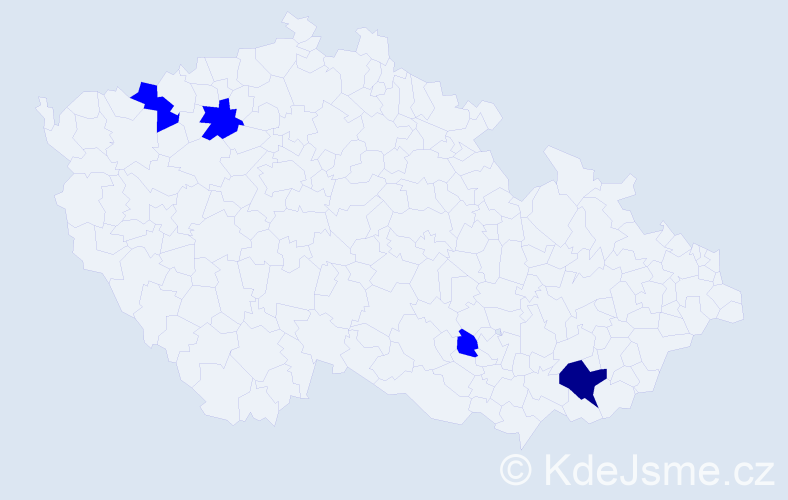 Příjmení: 'Klovanič', počet výskytů 5 v celé ČR