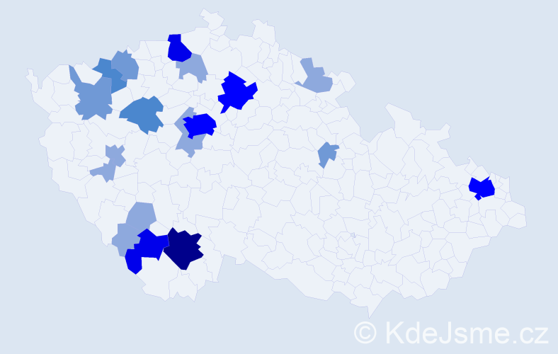 Příjmení: 'Tišler', počet výskytů 47 v celé ČR