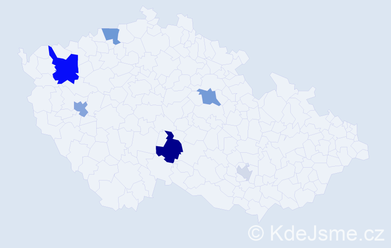 Příjmení: 'Vandák', počet výskytů 14 v celé ČR