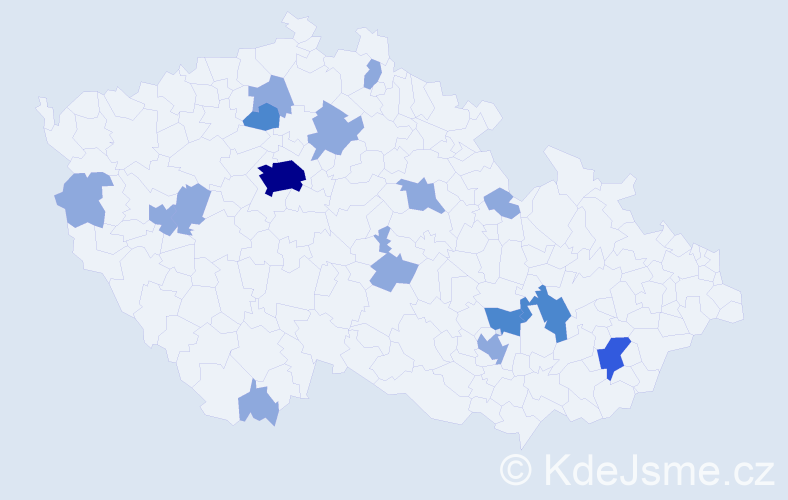 Příjmení: 'Tserendorj', počet výskytů 25 v celé ČR