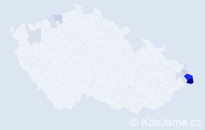 Příjmení: 'Tacinová', počet výskytů 50 v celé ČR