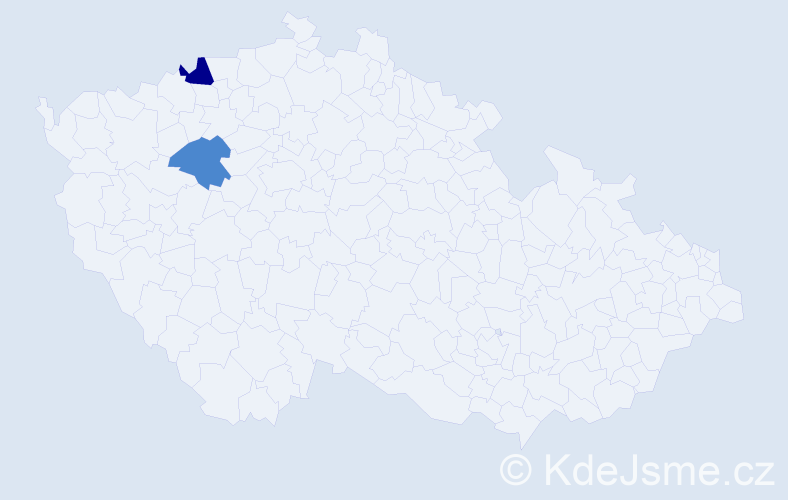 Příjmení: 'Kubač', počet výskytů 9 v celé ČR