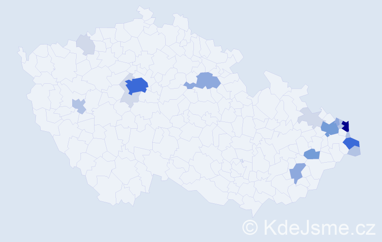 Příjmení: 'Pastuszek', počet výskytů 64 v celé ČR