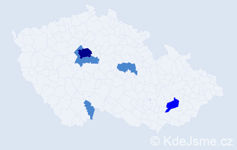 Příjmení: 'Gauč', počet výskytů 9 v celé ČR