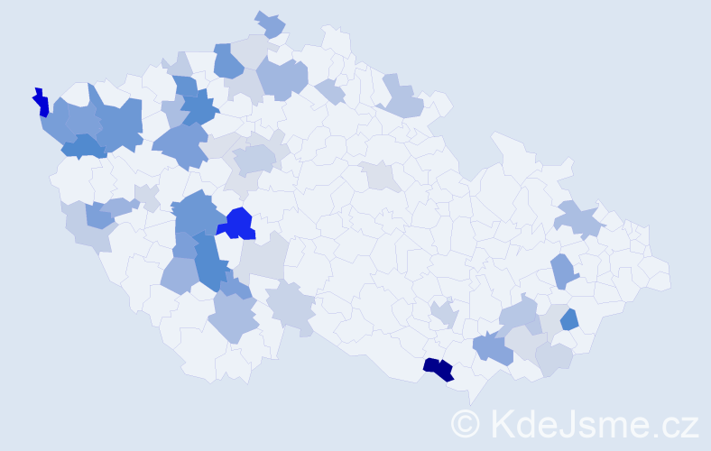 Příjmení: 'Srnka', počet výskytů 136 v celé ČR