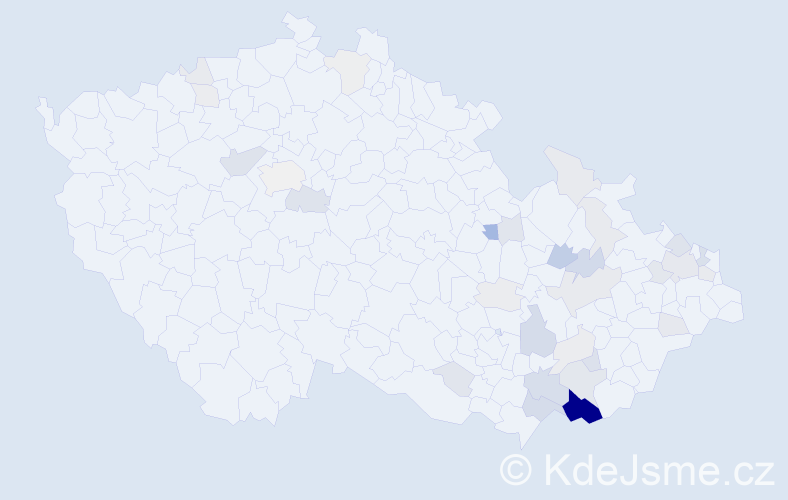 Příjmení: 'Všetula', počet výskytů 118 v celé ČR