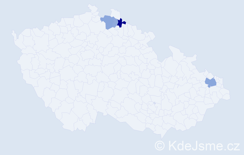 Příjmení: 'Mojšová', počet výskytů 9 v celé ČR