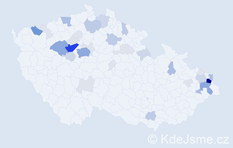 Příjmení: 'Kónya', počet výskytů 118 v celé ČR