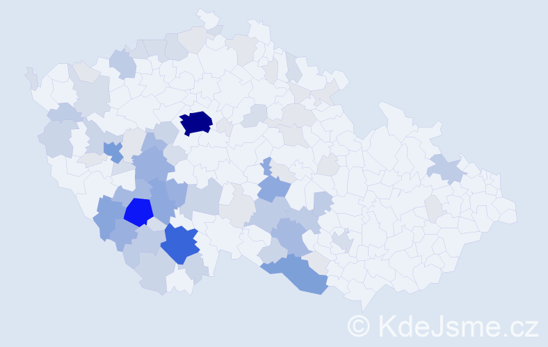 Příjmení: 'Bártíková', počet výskytů 275 v celé ČR