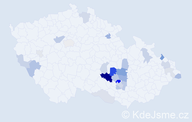 Příjmení: 'Jízdný', počet výskytů 60 v celé ČR