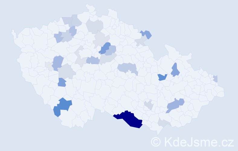 Příjmení: 'Biháryová', počet výskytů 65 v celé ČR