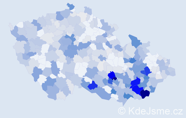 Příjmení: 'Králík', počet výskytů 1666 v celé ČR