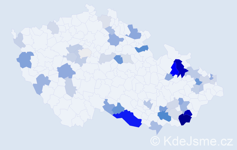 Příjmení: 'Gardoň', počet výskytů 108 v celé ČR
