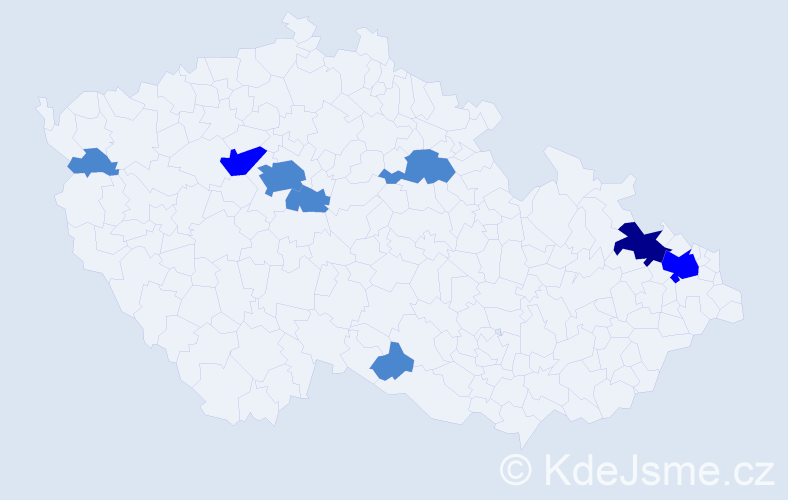 Příjmení: 'Bátor', počet výskytů 20 v celé ČR