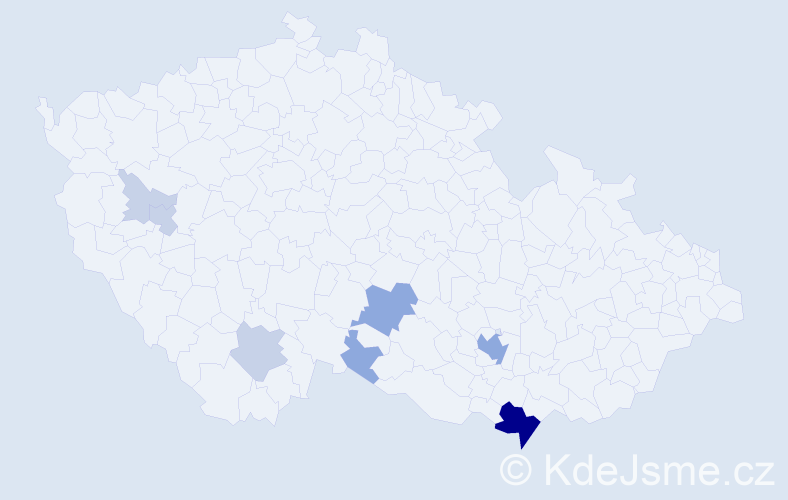 Příjmení: 'Zoderová', počet výskytů 21 v celé ČR