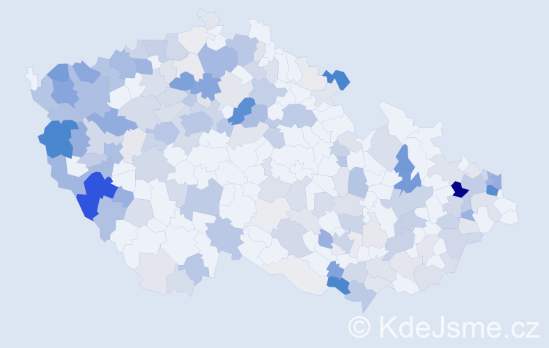 Příjmení: 'Kovács', počet výskytů 636 v celé ČR