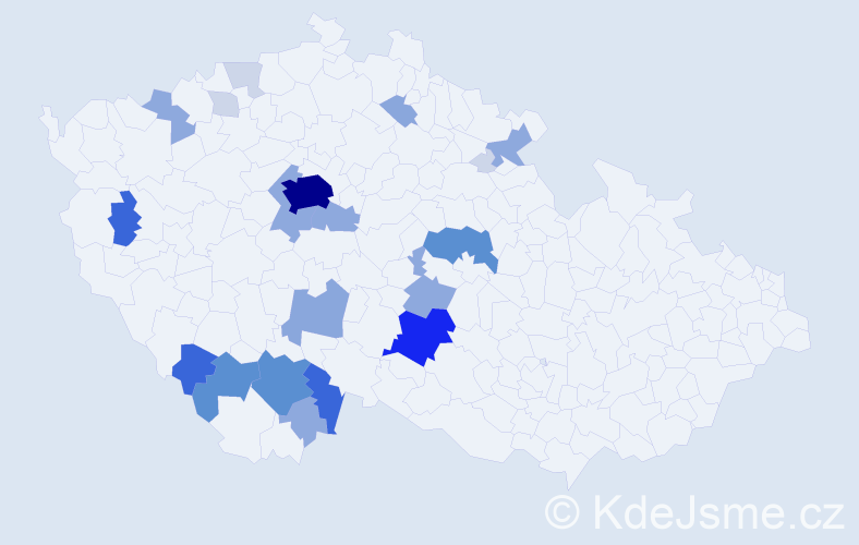 Příjmení: 'Kubašta', počet výskytů 87 v celé ČR