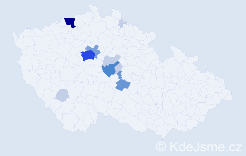 Příjmení: 'Červencl', počet výskytů 34 v celé ČR