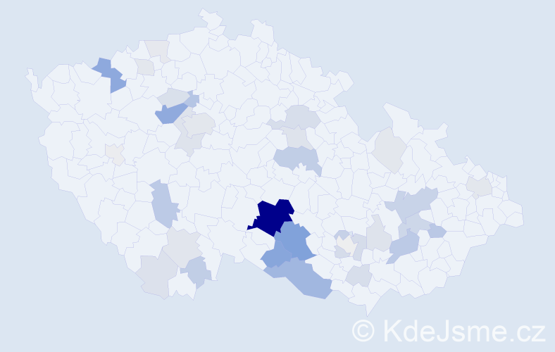 Příjmení: 'Varhaník', počet výskytů 138 v celé ČR