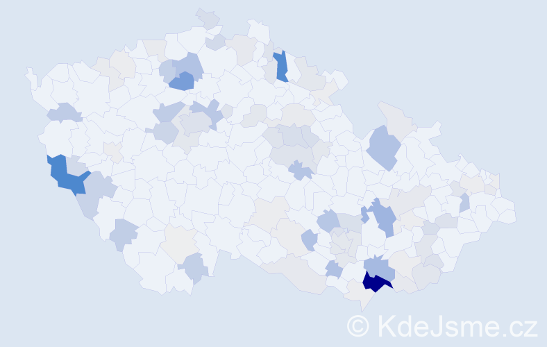 Příjmení: 'Šupová', počet výskytů 334 v celé ČR