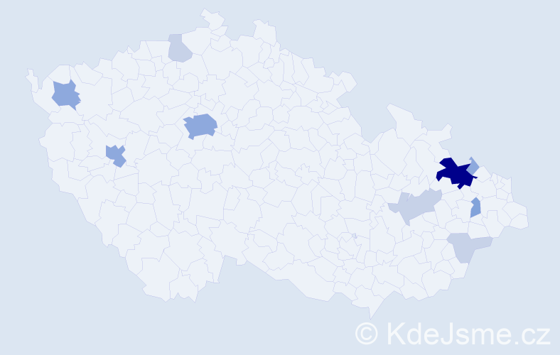 Příjmení: 'Davidková', počet výskytů 26 v celé ČR