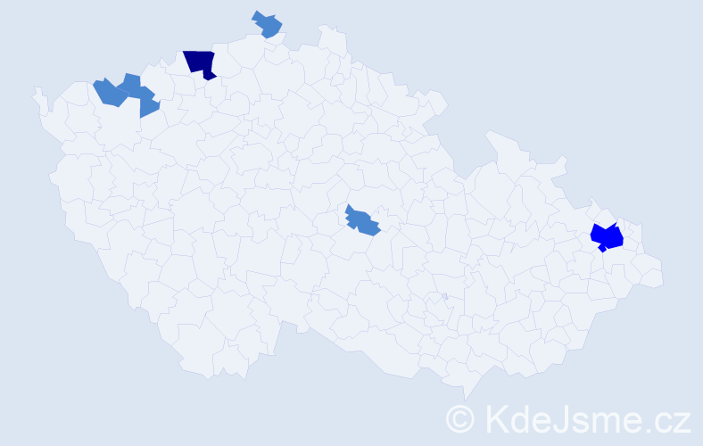 Příjmení: 'Rajnerová', počet výskytů 9 v celé ČR