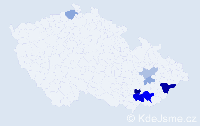 Příjmení: 'Chamraďová', počet výskytů 15 v celé ČR