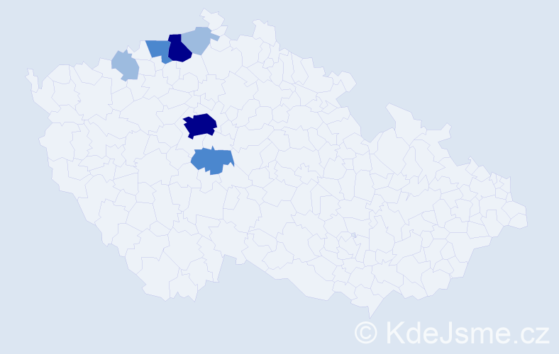 Příjmení: 'Purkardová', počet výskytů 14 v celé ČR