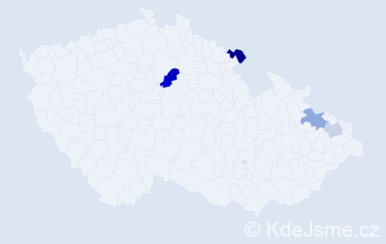 Příjmení: 'Koba', počet výskytů 5 v celé ČR