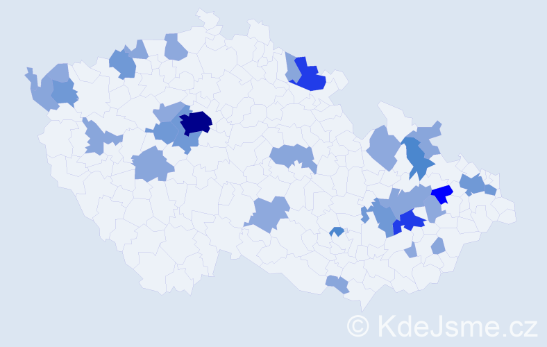 Příjmení: 'Bálint', počet výskytů 86 v celé ČR