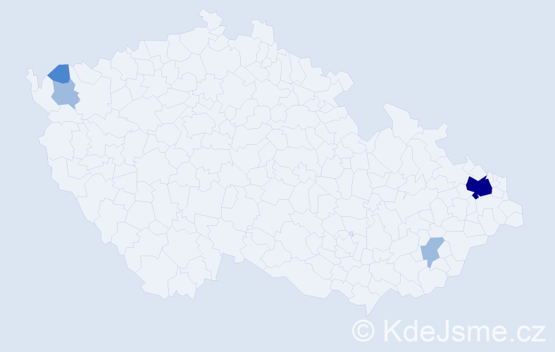 Příjmení: 'Mertos', počet výskytů 8 v celé ČR