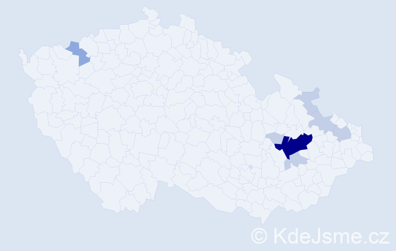 Příjmení: 'Bolová', počet výskytů 18 v celé ČR