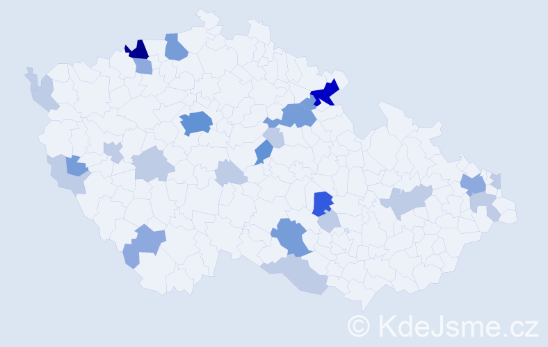 Příjmení: 'Cisárová', počet výskytů 66 v celé ČR