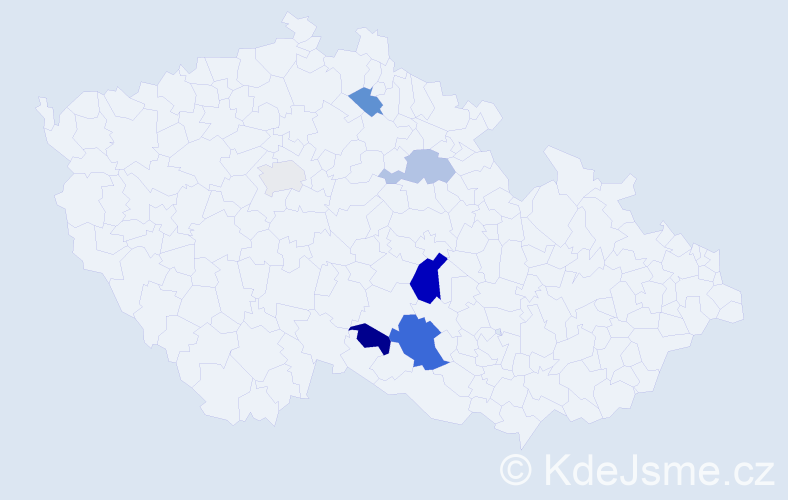 Příjmení: 'Frendlovská', počet výskytů 10 v celé ČR