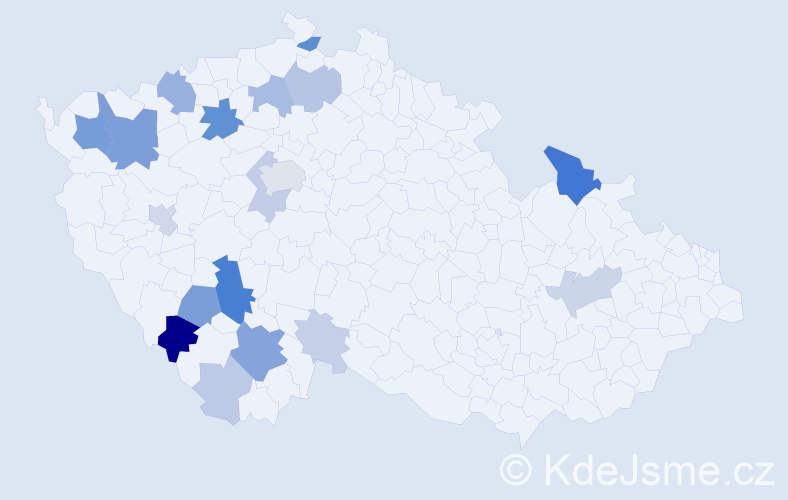 Příjmení: 'Pechoušek', počet výskytů 61 v celé ČR