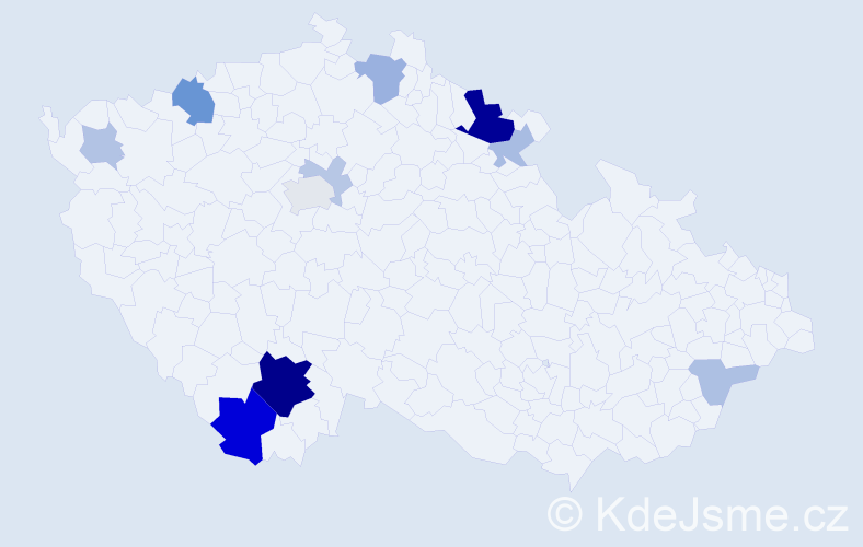 Příjmení: 'Binterová', počet výskytů 34 v celé ČR