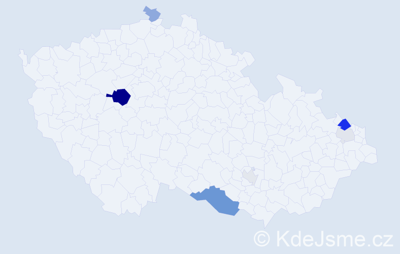 Příjmení: 'Bíllý', počet výskytů 19 v celé ČR