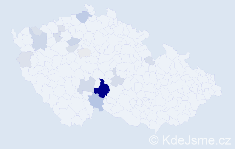 Příjmení: 'Kubíska', počet výskytů 69 v celé ČR