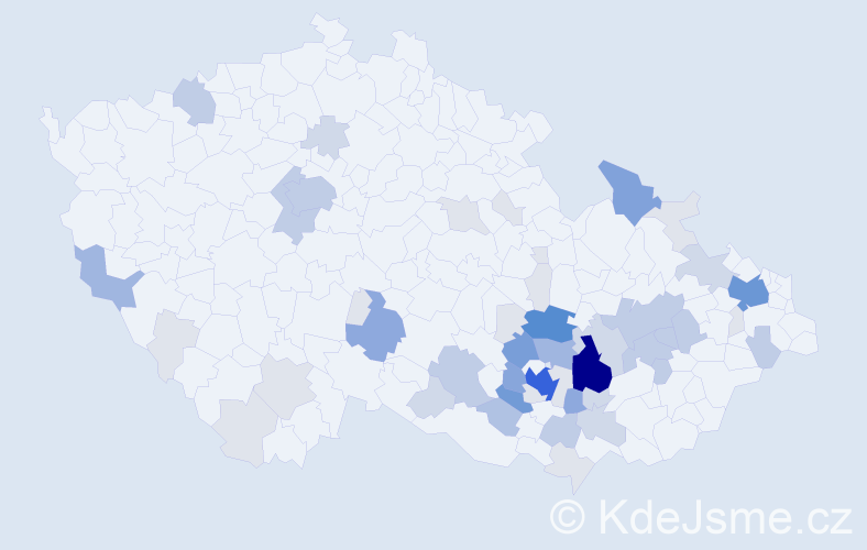 Příjmení: 'Haška', počet výskytů 192 v celé ČR