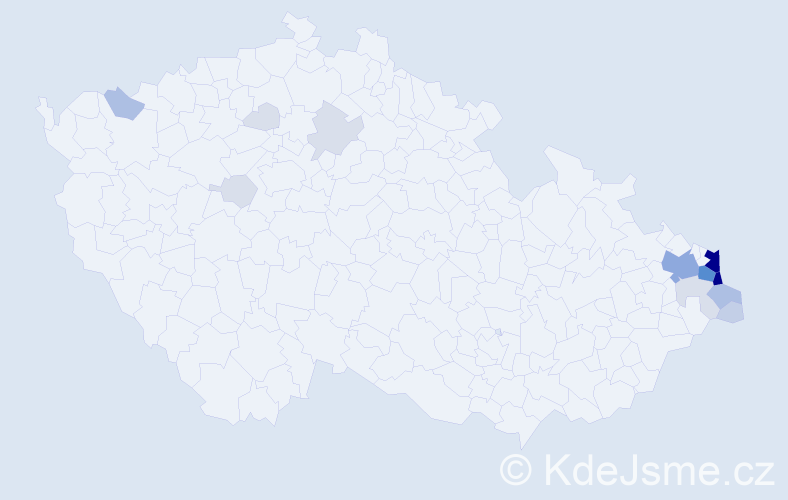 Příjmení: 'Morawiec', počet výskytů 70 v celé ČR