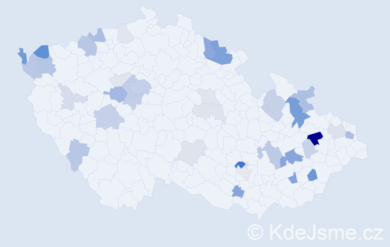 Příjmení: 'Bálint', počet výskytů 101 v celé ČR