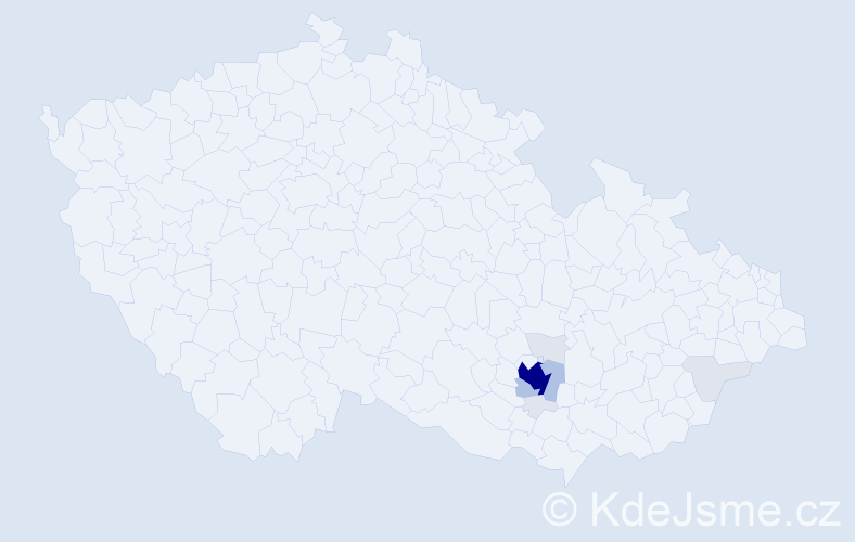 Příjmení: 'Zaplatilová', počet výskytů 38 v celé ČR