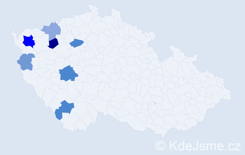 Příjmení: 'Čóka', počet výskytů 23 v celé ČR