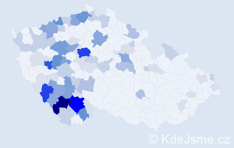 Příjmení: 'Reindlová', počet výskytů 250 v celé ČR